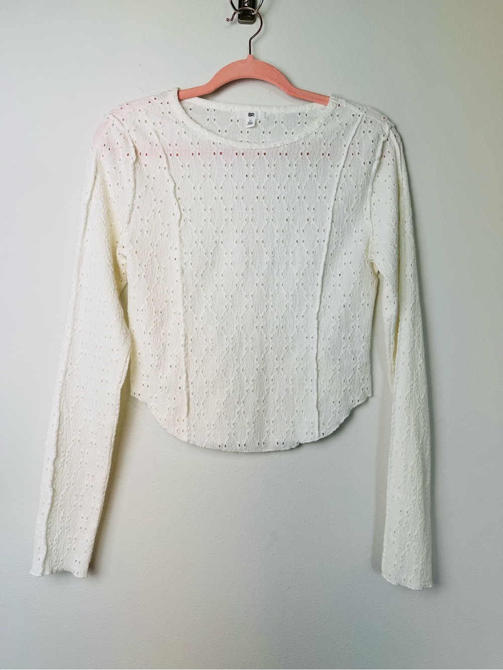 Nordstrom BP Cream Eyelet Long-Sleeve Tee